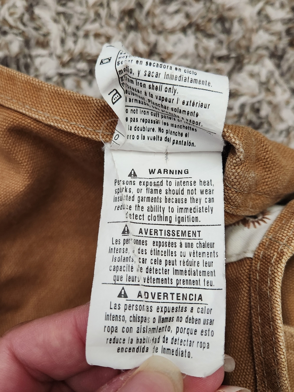 Carhartt Duck Bib Overalls Men's 32x32 Brown Quilted Lined Zip to Thigh Chores - Picture 8 of 13